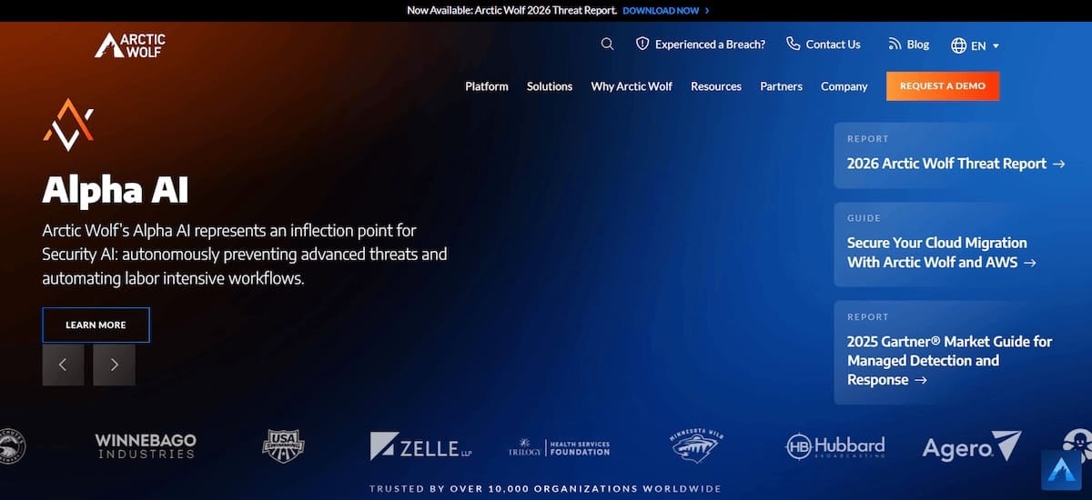 Arctic Wolf Website Screenshot