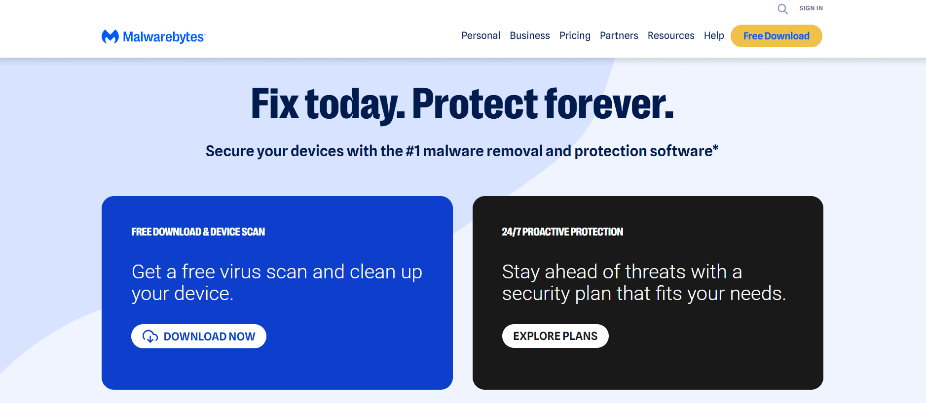Malwarebytes Website Screenshot