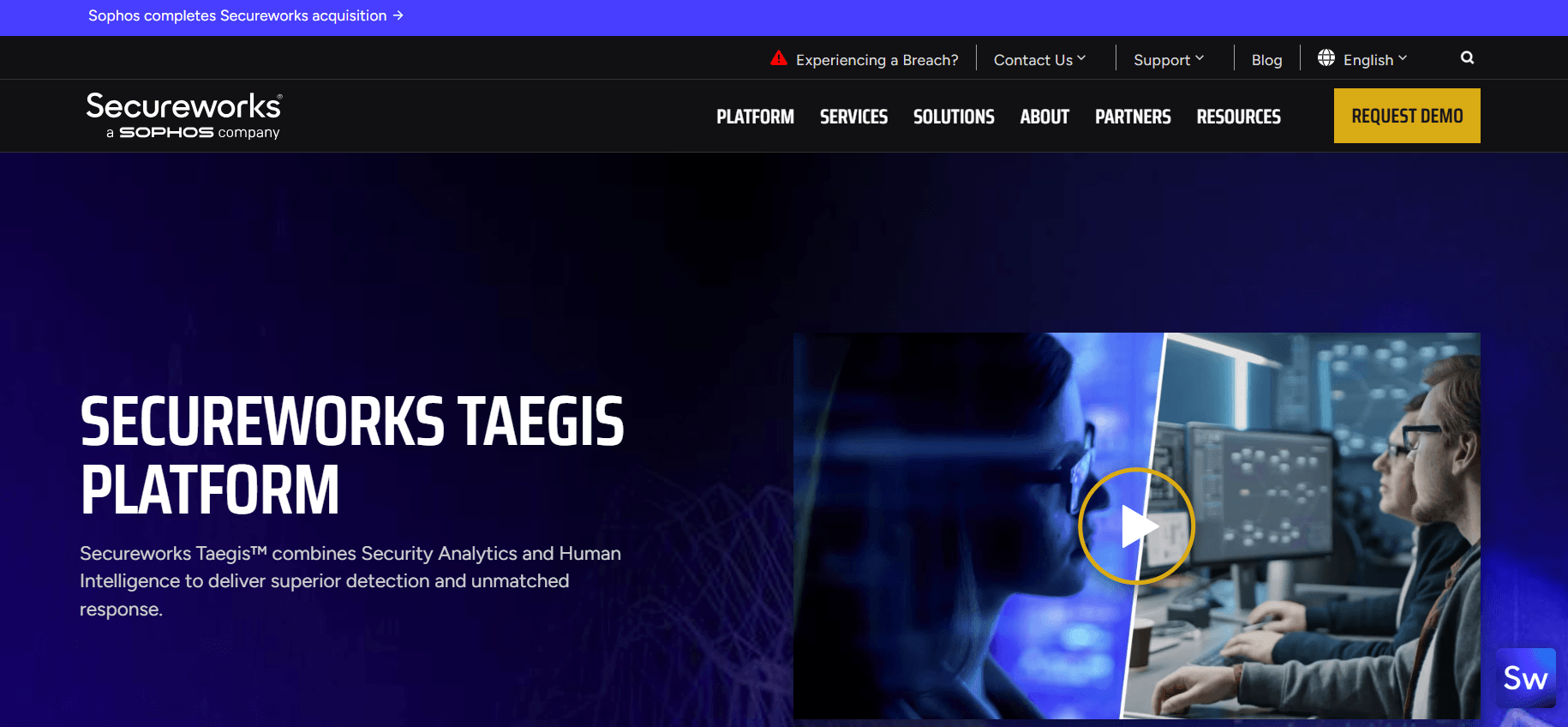 Secureworks Taegis Website Screenshot