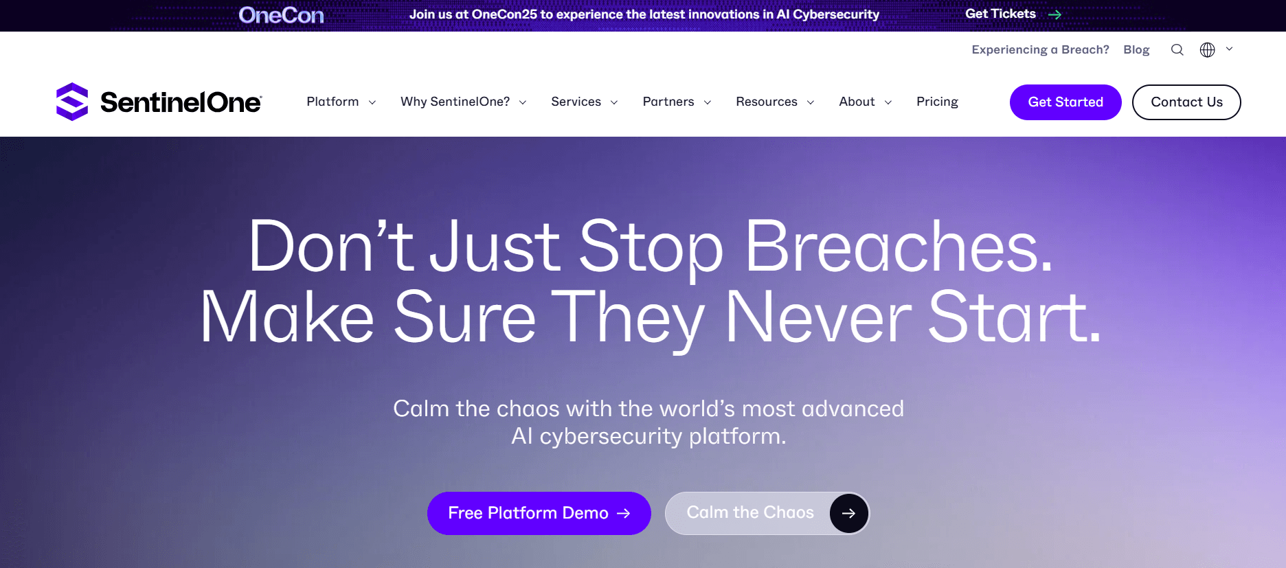 SentinelOne Website Screenshot